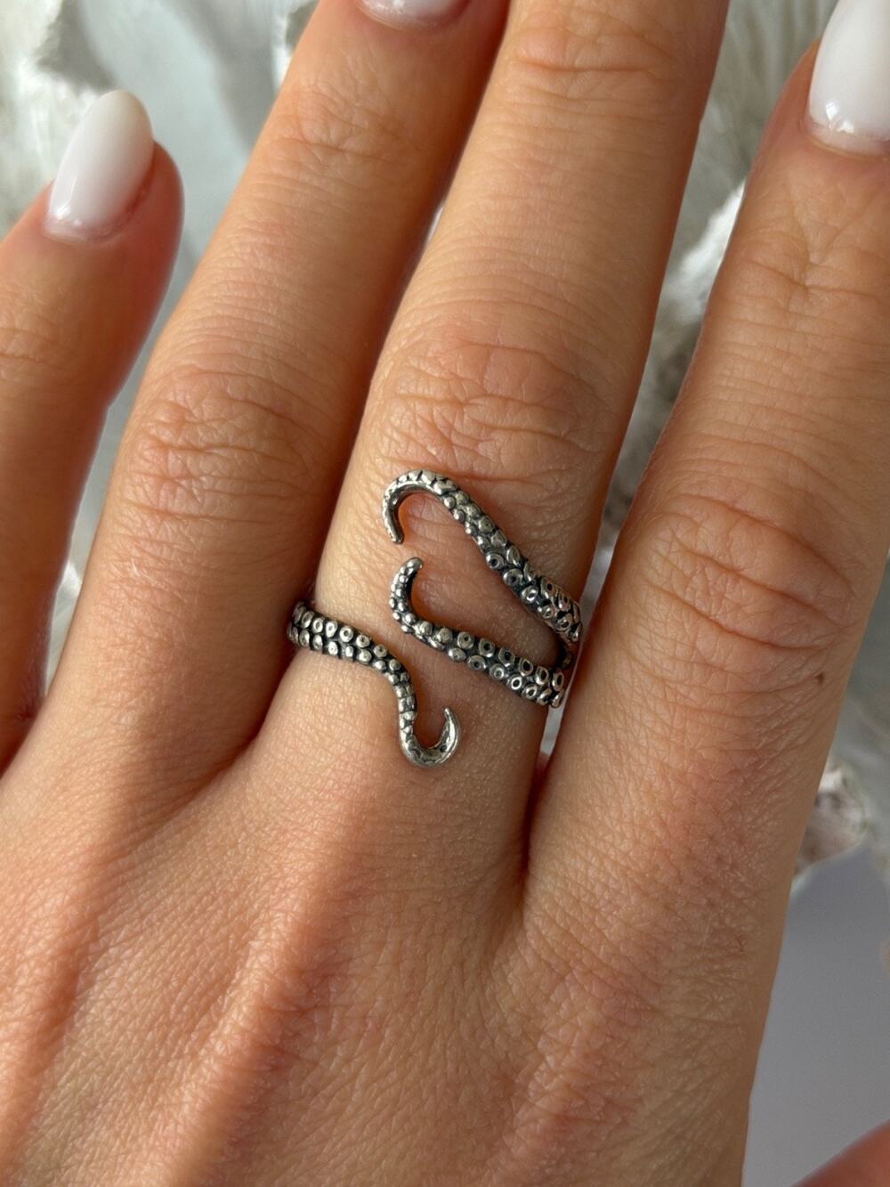 Adjustable Octopus Tentacle Wrap 925 Sterling Silver Ring Size 9